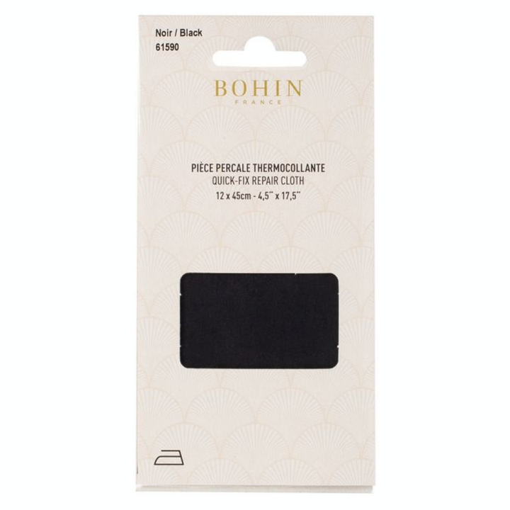 Pièce de réparation Percale thermocollante Noire - Bohin - Rougier et Plé