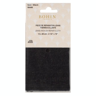 Pièce de réparation Percale thermocollante jean Noir - Bohin - Rougier et Plé