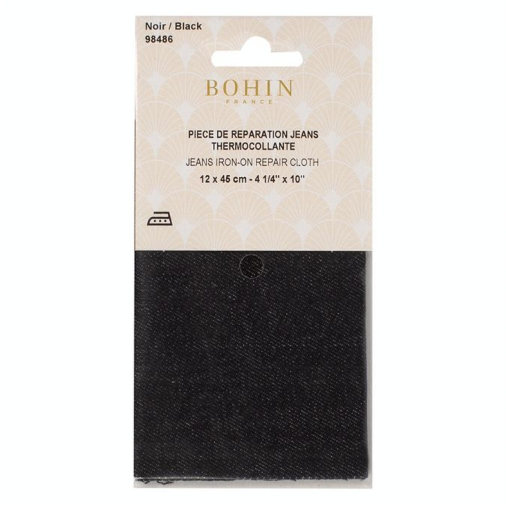 Pièce de réparation Percale thermocollante jean Noir - Bohin - Rougier et Plé