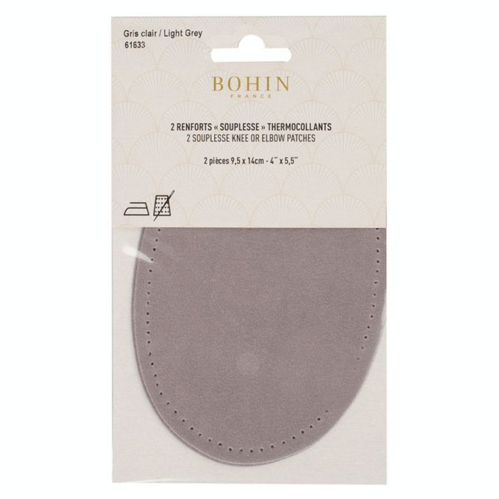 Renfort thermocollant Suédine 2 pcs Gris clair - Bohin - Rougier et Plé