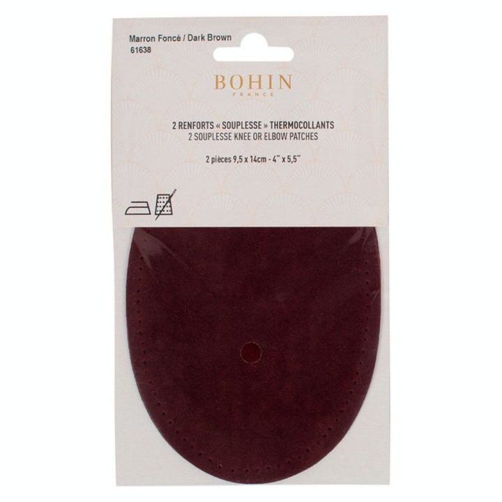 Renfort thermocollant Suédine 2 pcs Marron foncé - Bohin - Rougier et Plé