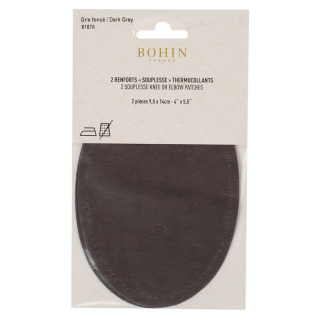 Renfort thermocollant Suédine 2 pcs Gris foncé - Bohin - Rougier et Plé