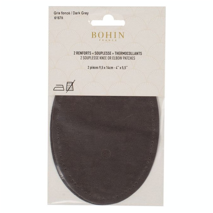 Renfort thermocollant Suédine 2 pcs Gris foncé - Bohin - Rougier et Plé