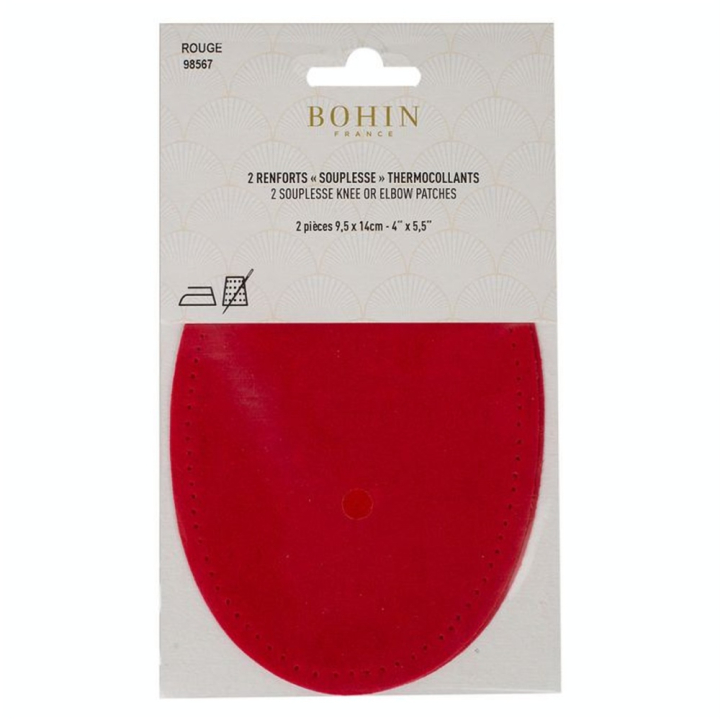 Renfort thermocollant Suédine 2 pcs Rouge - Bohin - Rougier et Plé