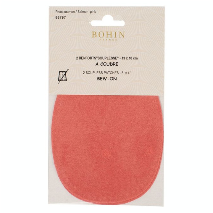 Renfort à coudre Suédine 2 pcs Rose saumon - Bohin - Rougier et Plé