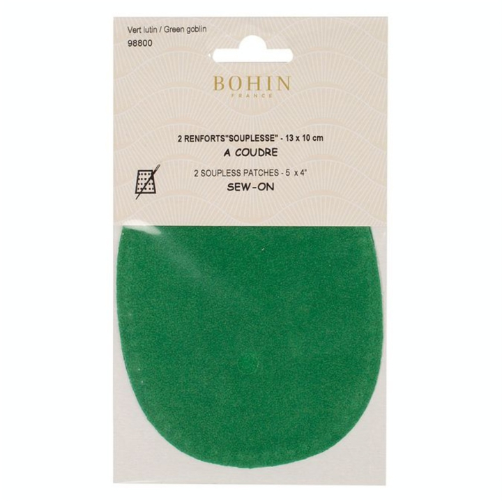 Renfort à coudre Suédine 2 pcs Vert lutin - Bohin - Rougier et Plé