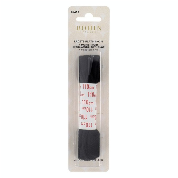 Lacets plats 110 cm Noir - Bohin - Rougier et Plé
