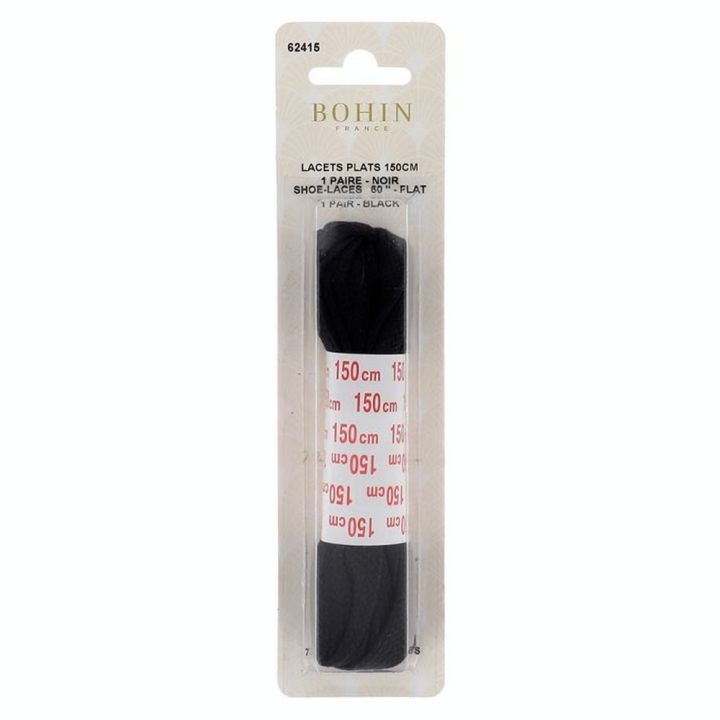 Lacets plats 150 cm Noir - Bohin - Rougier et Plé