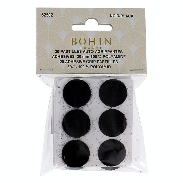 Pastilles auto-agrippantes noires 20 mm 20 pcs Noir - Bohin - Rougier et Plé