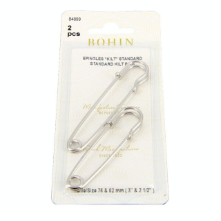 Épingle kilt 62 et 76 mm Argenté - Bohin - Rougier et Plé