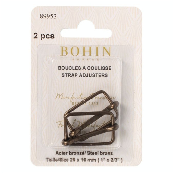 Boucle à coulisse 25 x 16 mm Bronze 2 pcs - Bohin - Rougier et Plé