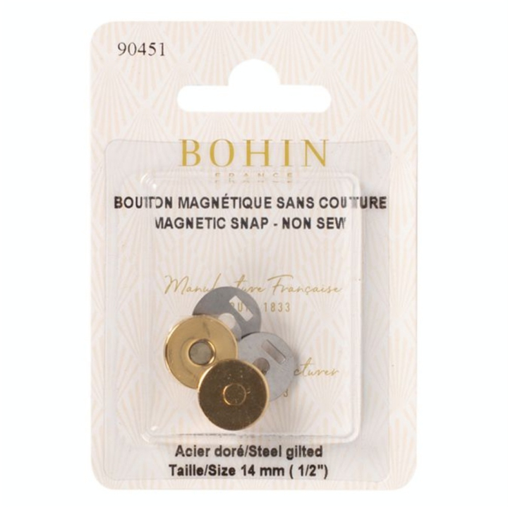 Bouton magnétique sans couture 14 mm Or - Bohin - Rougier et Plé
