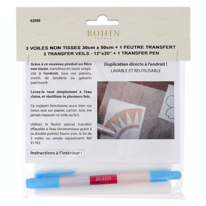 Voile pour transfert de motif sur toile de broderie + Feutre - Bohin - Rougier et Plé