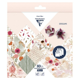 Papier Origami Fleur séchée 60 feuilles assorties - Clairefontaine - Rougier et Plé