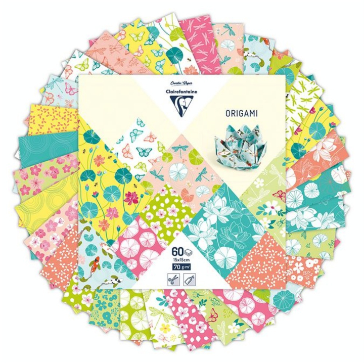 Papier Origami Printemps 60 feuilles assorties - Clairefontaine - Rougier et Plé