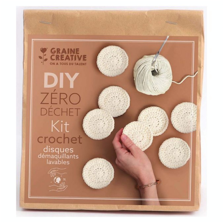 kit Crochet zéro déchet Disques démaquillants lavables - Graine Créative - Rougier et Plé