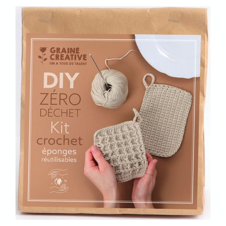 kit Crochet zéro déchet Éponges réutilisables - Graine Créative - Rougier et Plé
