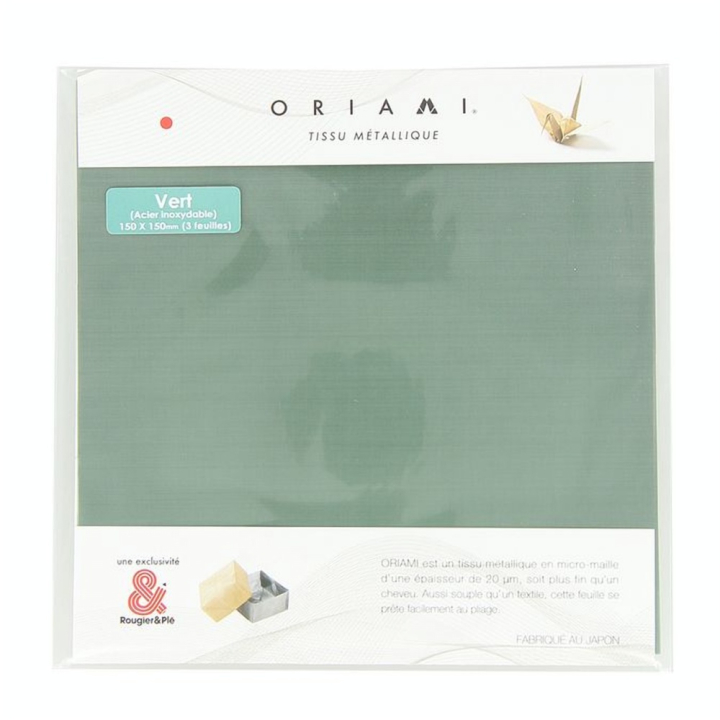 Feuille en métal Origami 15 x 15 cm Vert 3 pcs - Oriami - Rougier et Plé