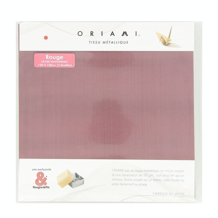 Feuille en métal Origami 15 x 15 cm Rouge 3 pcs - Oriami - Rougier et Plé