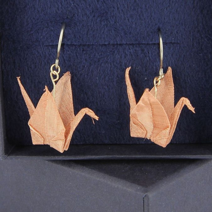 Bijou origami en métal Boucles d'oreilles Cuivre - Oriami - Rougier et Plé