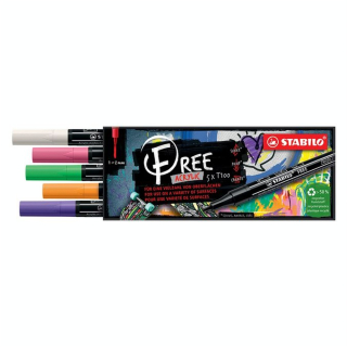 Marqueur acrylique FREE T100 Set Spring 5 pcs - STABILO - Rougier et Plé