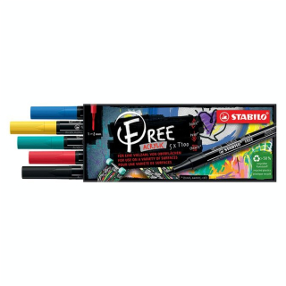 Marqueur acrylique FREE T100 Set Royal 5 pcs - STABILO - Rougier et Plé