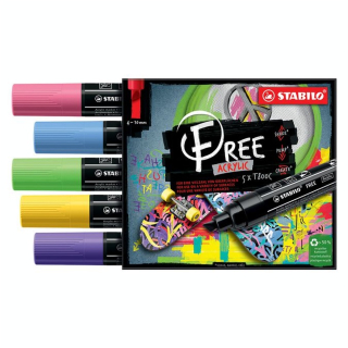 Marqueur acrylique FREE T800 set Seaside 5 pcs - STABILO - Rougier et Plé