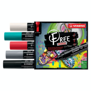 Marqueur acrylique FREE T800 set Bold 5 pcs - STABILO - Rougier et Plé