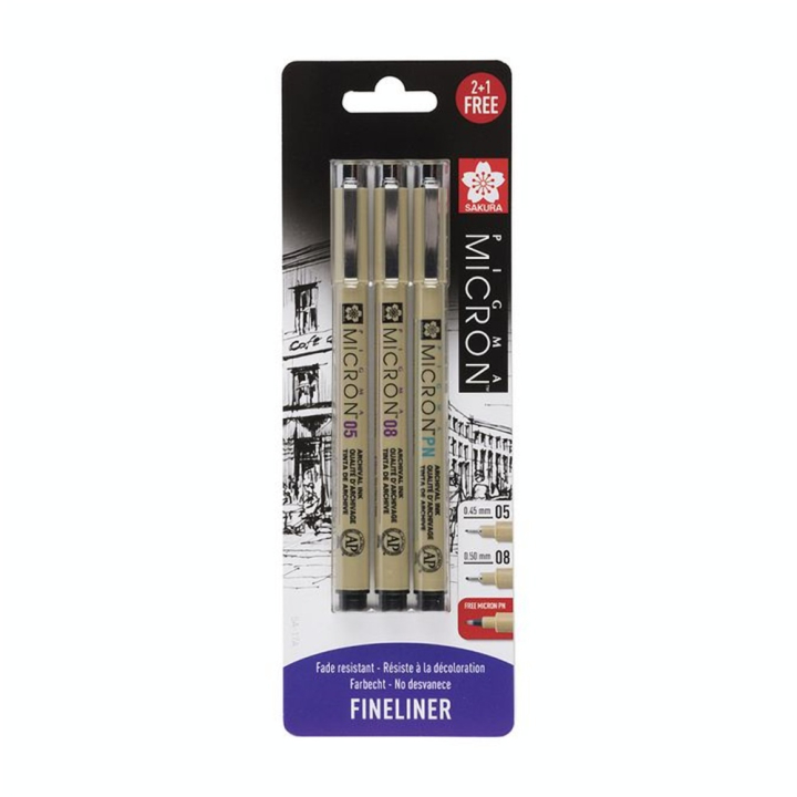 Feutre Pigma Micron Set 05 + 08 + PN - Sakura - Rougier et Plé