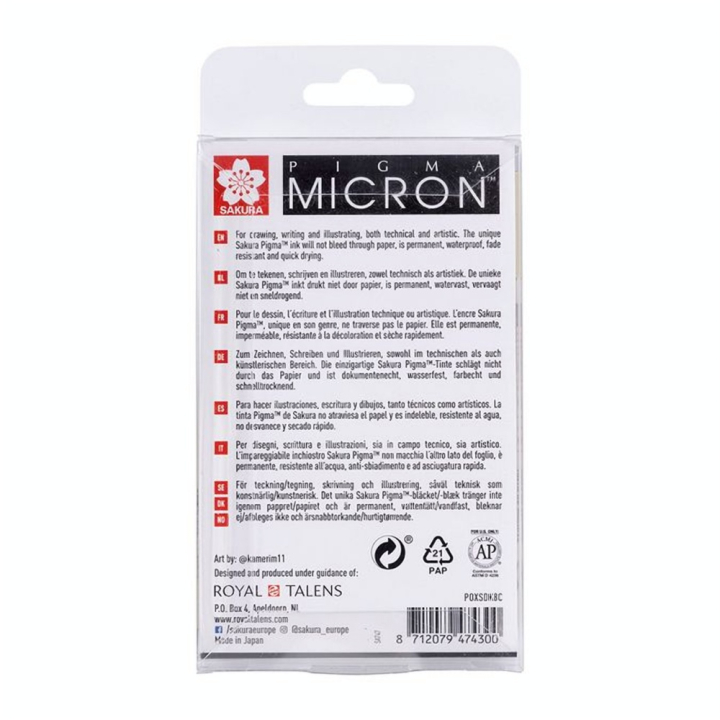 Feutre Pigma Micron Set 8 Gris - Sakura - Rougier et Plé