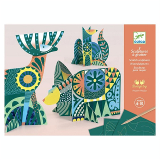 Carte à gratter Animaux folk - Djeco - Rougier et Plé