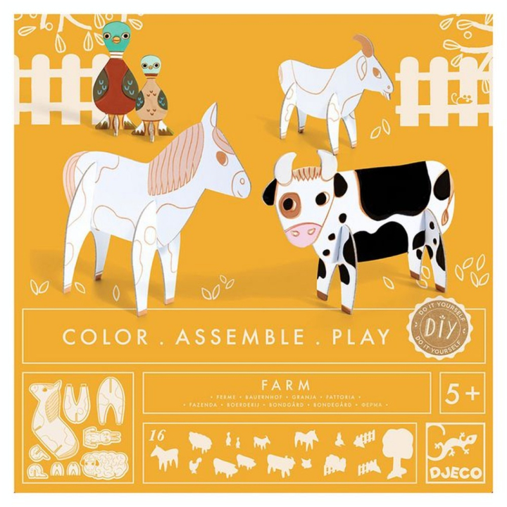 Kit créatif Colorie Assemble Joue thème Ferme - Djeco - Rougier et Plé