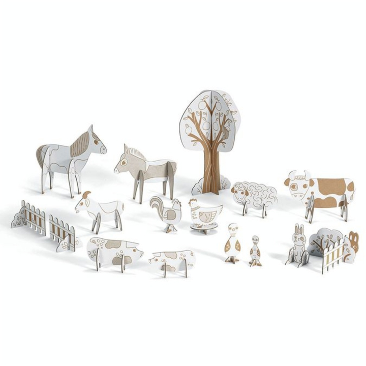 Kit créatif Colorie Assemble Joue thème Ferme - Djeco - Rougier et Plé