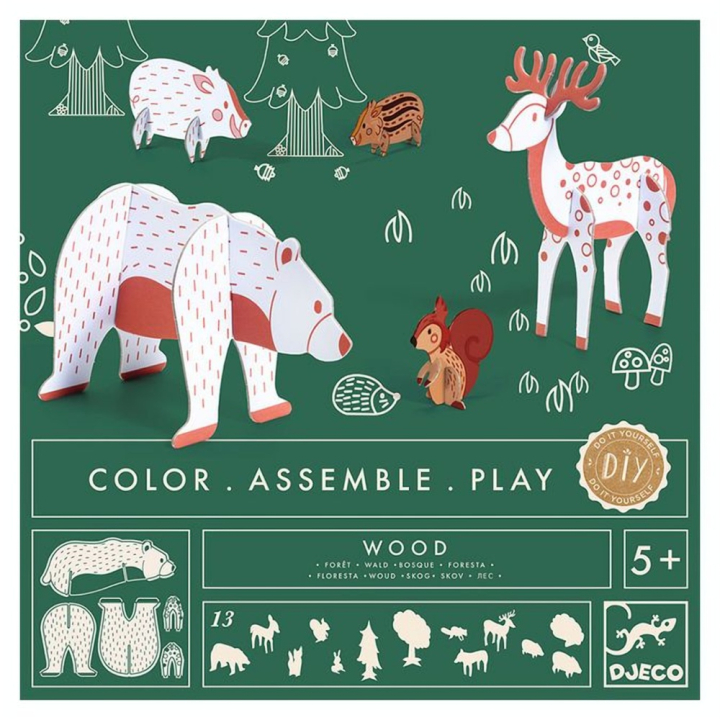 Kit créatif Colorie Assemble Joue thème Forêt - Djeco - Rougier et Plé