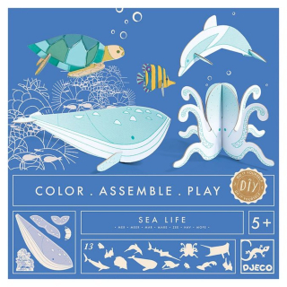 Kit créatif Colorie Assemble Joue thème Mer - Djeco - Rougier et Plé