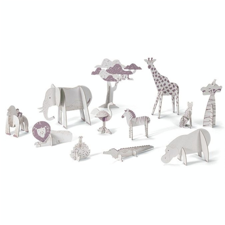 Kit créatif Colorie Assemble Joue thème Savane - Djeco - Rougier et Plé