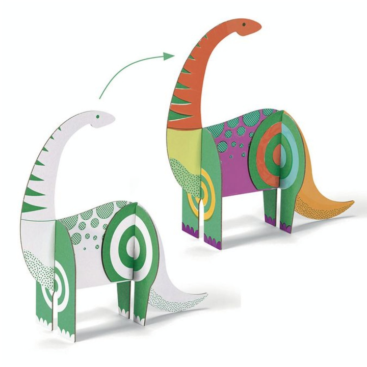 Kit créatif Colorie Assemble Joue thème Dinosaures - Djeco - Rougier et Plé