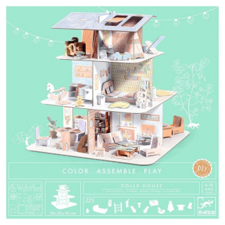 Kit créatif Colorie Assemble Joue thème Maison de poupées - Djeco - Rougier et Plé