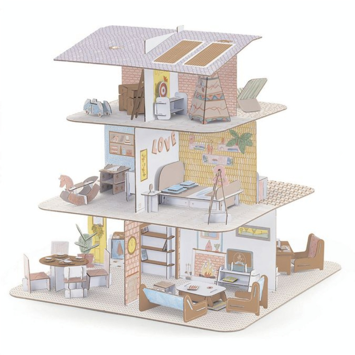 Kit créatif Colorie Assemble Joue thème Maison de poupées - Djeco - Rougier et Plé