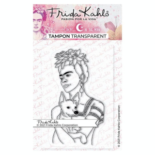 Tampon transparent Frida Kahlo® : La femme au chien - Love in the moon - Rougier et Plé