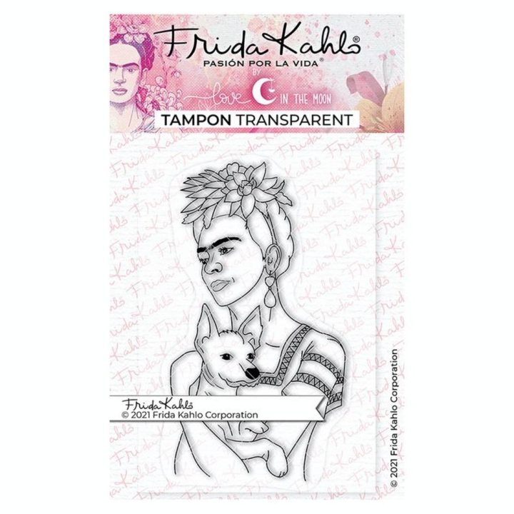 Tampon transparent Frida Kahlo® : La femme au chien - Love in the moon - Rougier et Plé