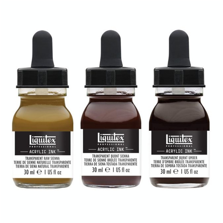 Encre acrylique Set Bruns transparents ink! 3 x 30 ml - Liquitex - Rougier et Plé
