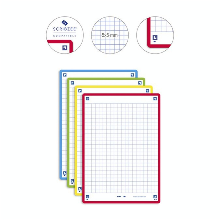 Fiche Bristol Révision 2.0 Non perforée 32 pcs A6 10.5 x 14.8 cm Couleurs assorties - Oxford - Rougier et Plé