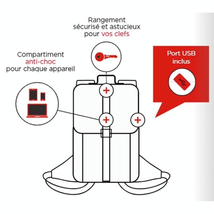 Sac à dos Student avec Port USB 45 x 29 x 17 cm - Oxford - Rougier et Plé