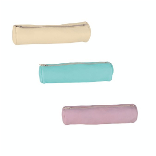 Trousse ronde en cuir naturel Pastel Couleur aléatoire - Oxford - Rougier et Plé