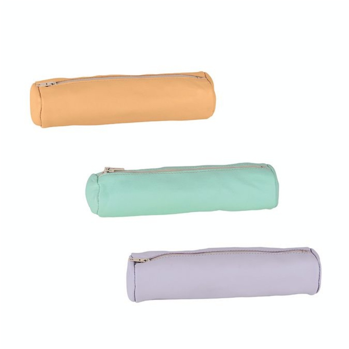 Trousse ronde en cuir naturel Pastel Couleur aléatoire - Oxford - Rougier et Plé