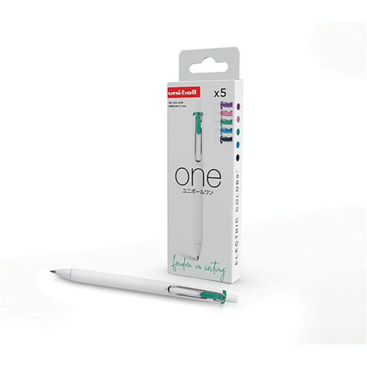 Stylo encre gel pigmentée One 0.7 mm Set Electric 5 pcs - Uni-Ball - Rougier et Plé