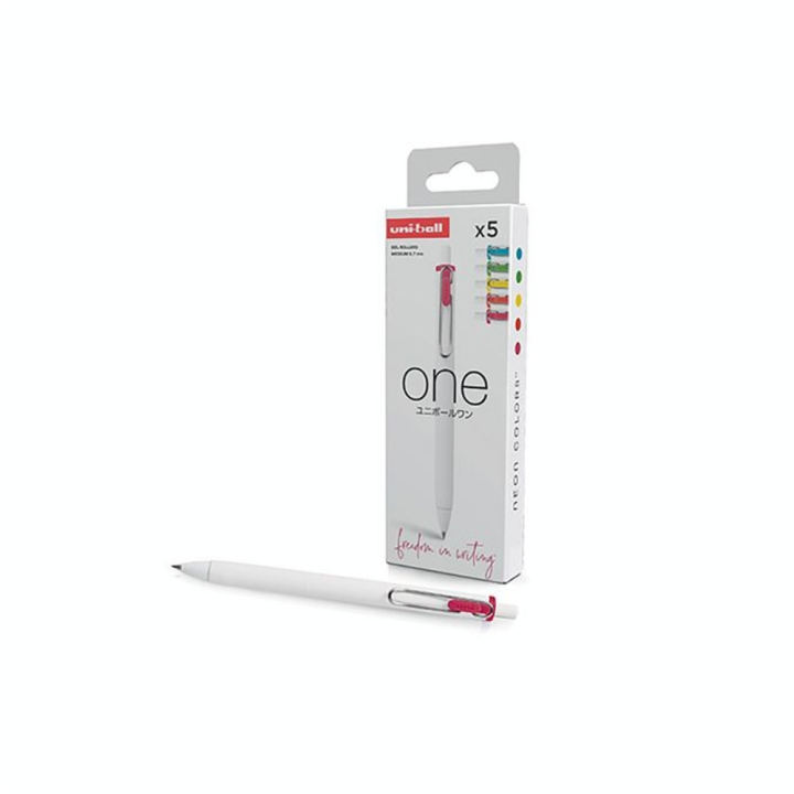 Stylo encre gel pigmentée One 0.7 mm Set Neon 5 pcs - Uni-Ball - Rougier et Plé