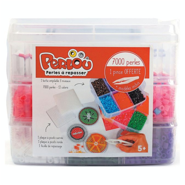 Perle à Repasser 5 mm Boîte empilable 7000 pcs - Perlou - Rougier et Plé