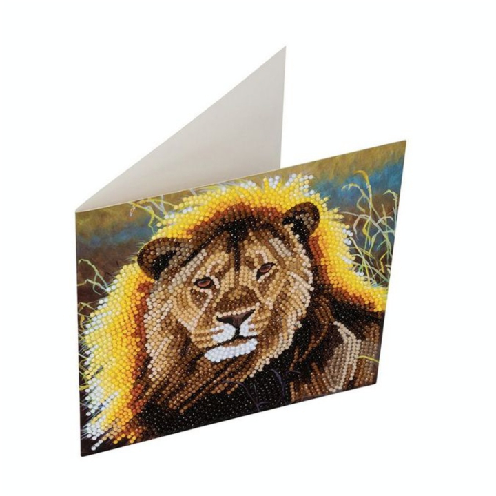 Broderie diamant Carte 18 x 18 cm Lion - Crystal Art - Rougier et Plé